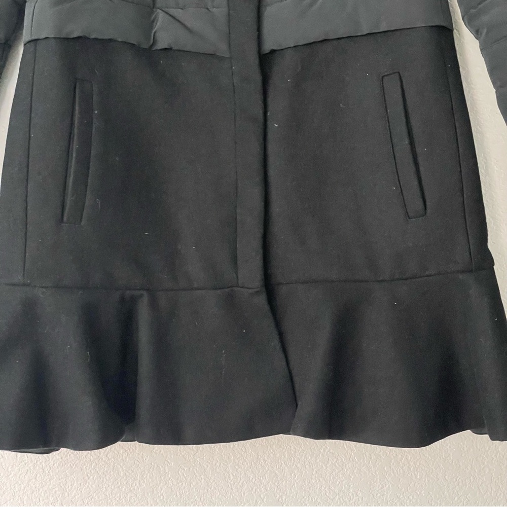 Moncler Rosier Jacket Coat Brushed Wool Down Padded Peplum Hem Black Authentic - Picture 7 of 13